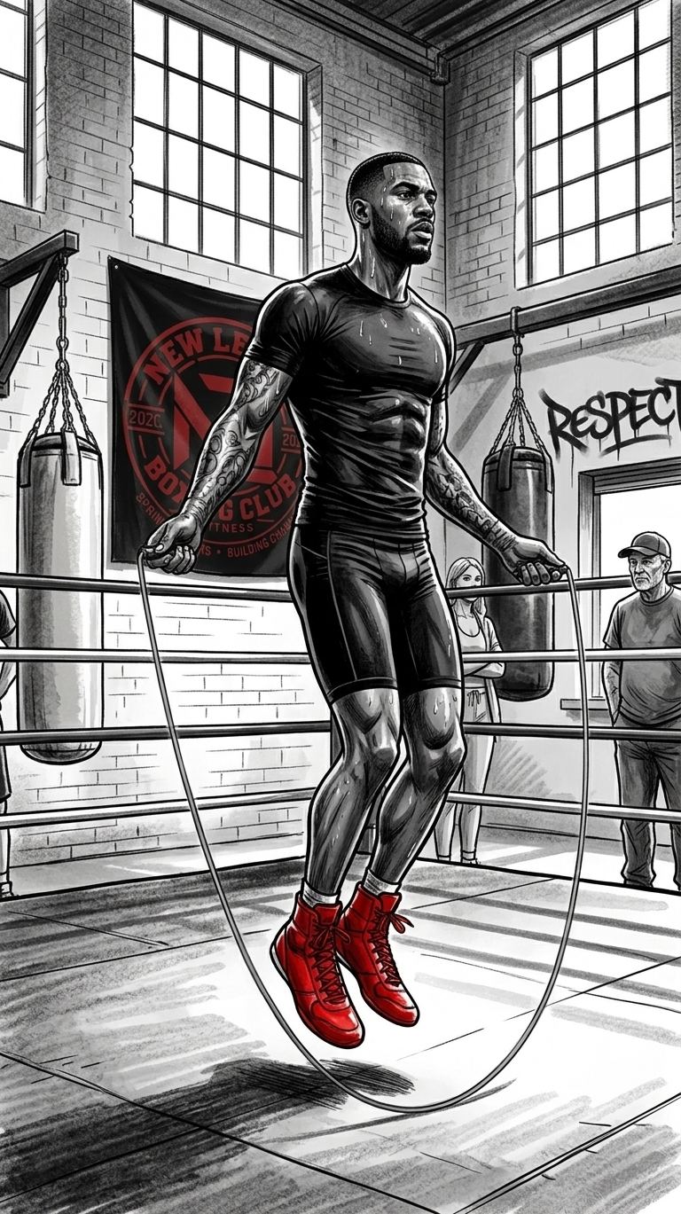 Boxer training hard in the gym